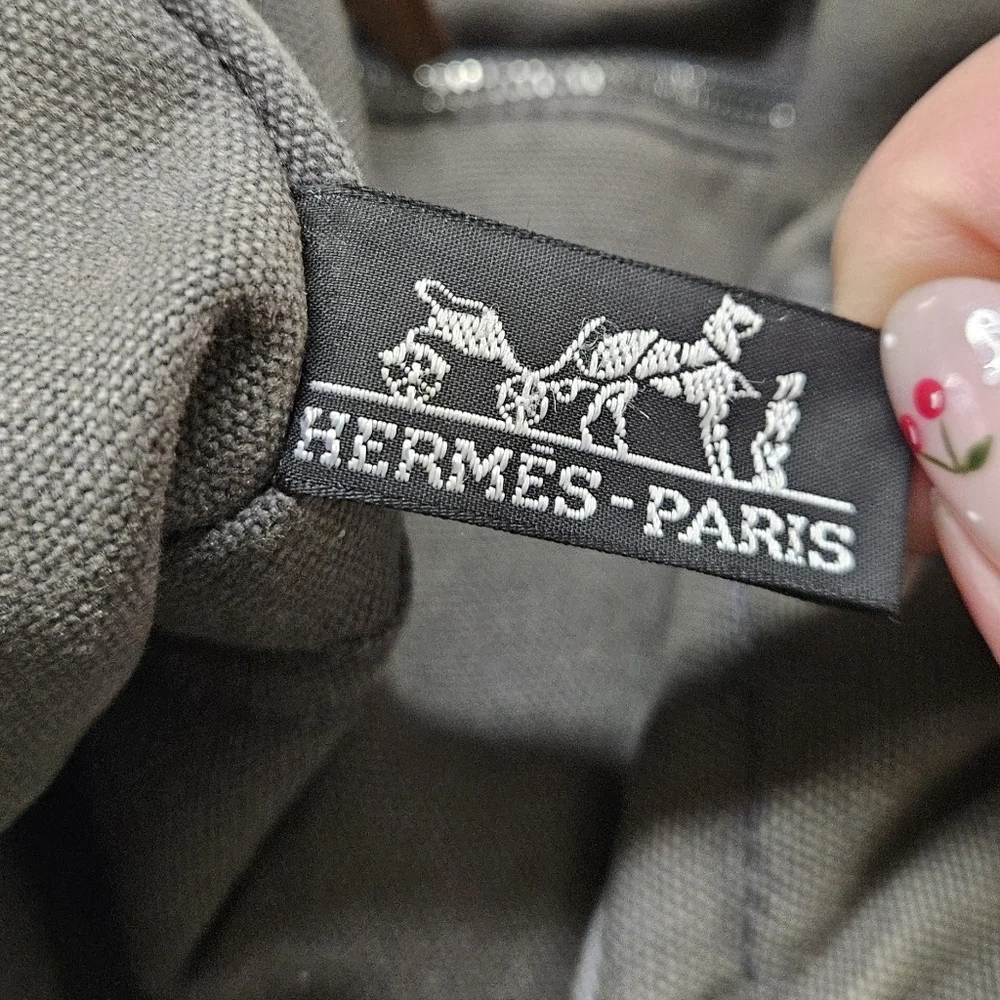Hermes Fourre Tout PM Holdall Tote Bag In Gray And Black Cotton Canvas